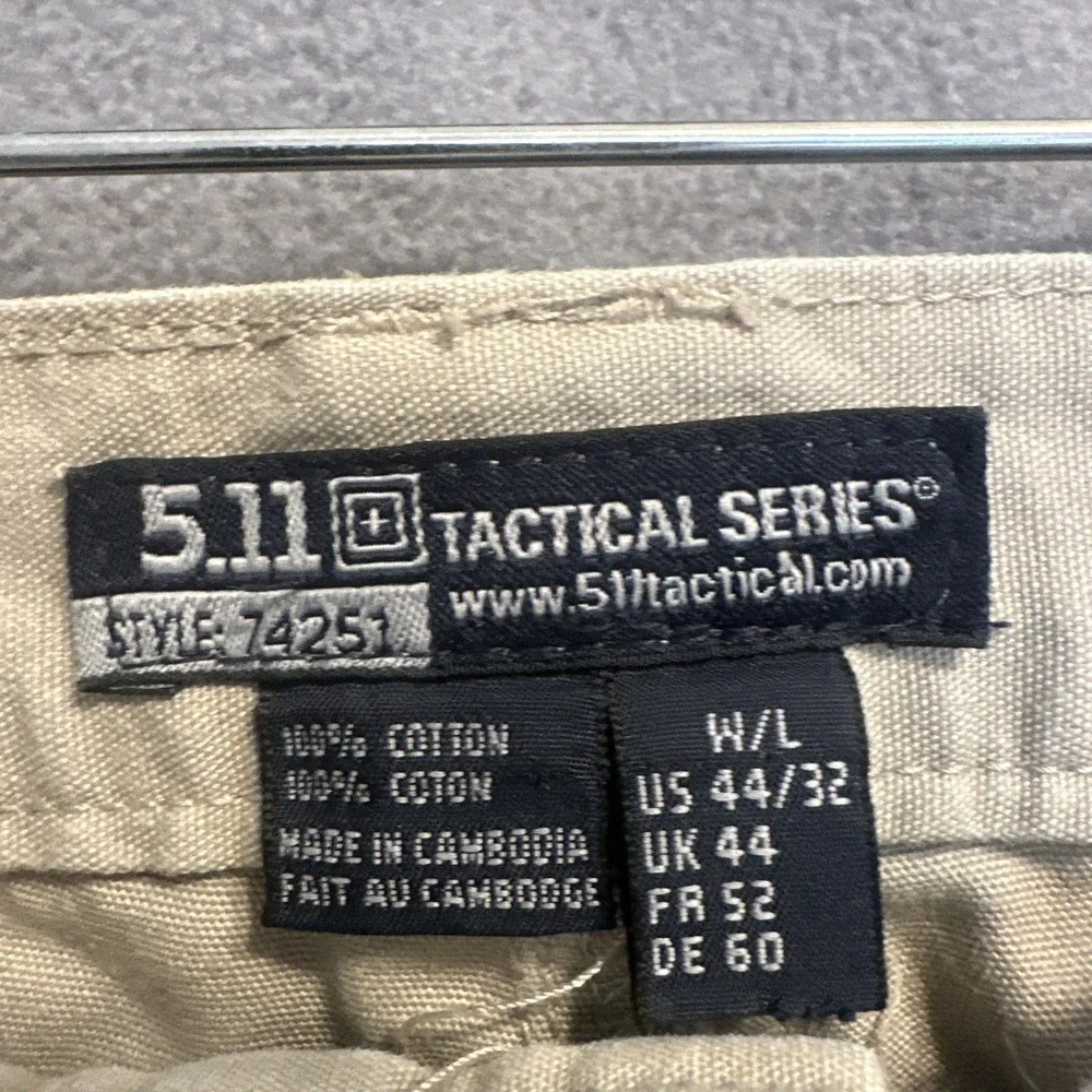 5.11 Tactical Cotton Canvas Cargo Pant Mens Size 44x32 Khaki Regular Fit 74251 - Picture 7 of 13